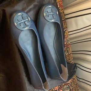NWT Tory Burch denim blue leather ballet flats 10M